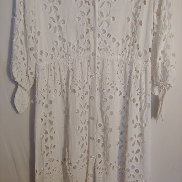 Lilly Pulitzer White Amrita Eyelet Midi Button Down Dress Size 10 - Picture 3 of 16